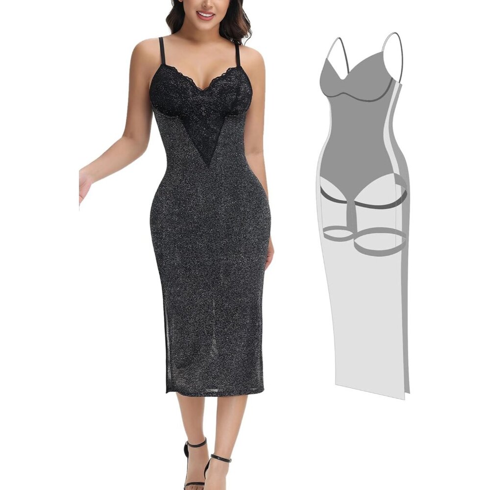 Backless Lace Dress With Built-In Shapewear For Women Elegant Night Out